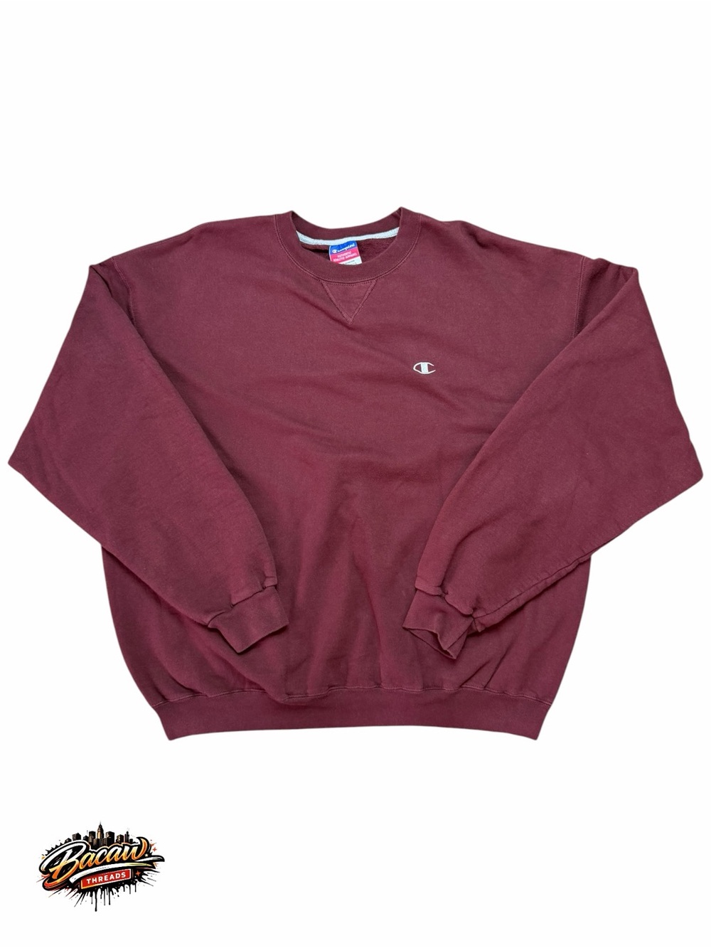 Champion Men's XL Burgundy Crewneck Pullover Sweatshirt Logo Solid Long Sleeve